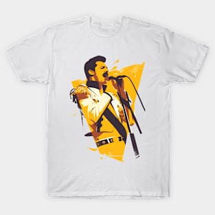 Iconic Vocalist - Yellow Backdrop - Rock Music T-Shirt